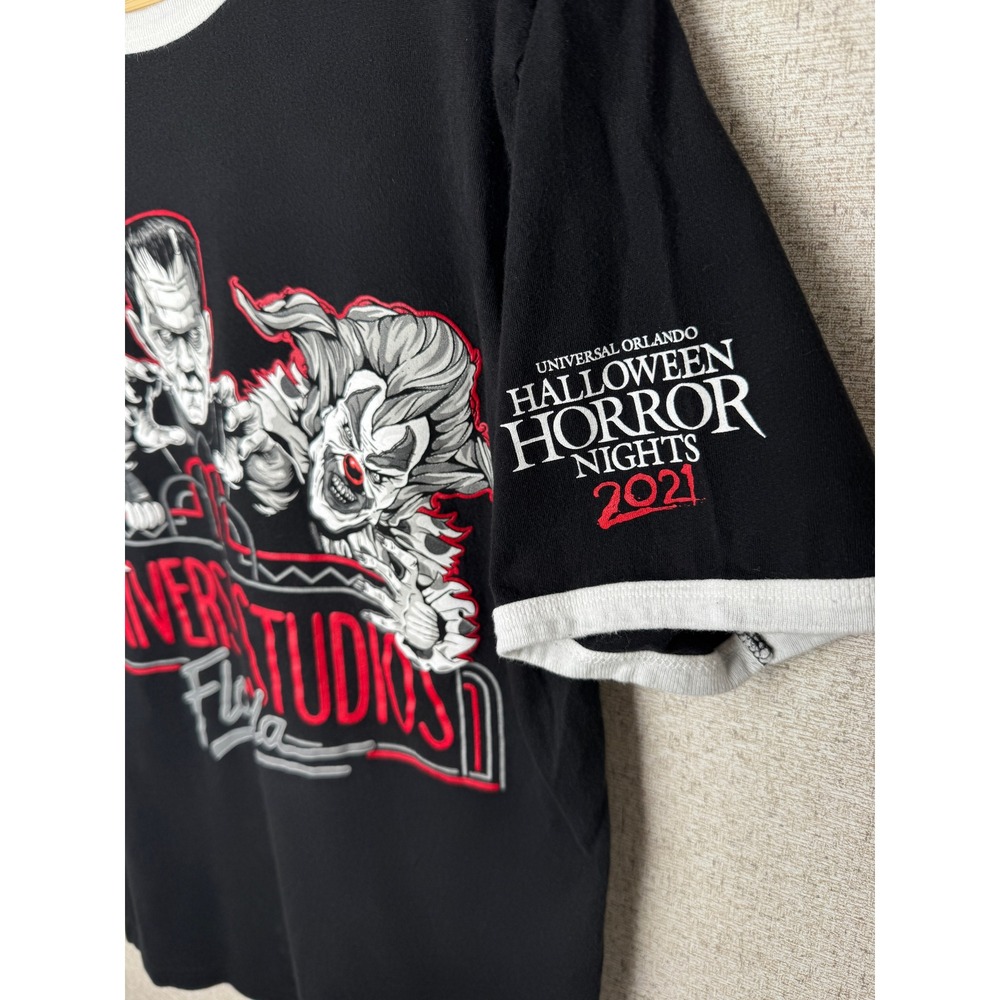 Universal Studios HHN 2021 Ringer Tee Chucky Jack the Clown Frankenstein Black - Picture 2 of 4
